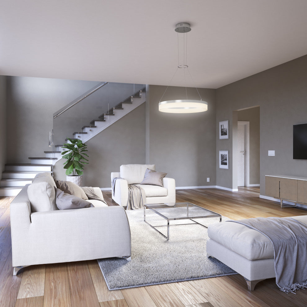 Artika Optical Ring LED Pendant Ceiling Light, Silver - Multiple CCT