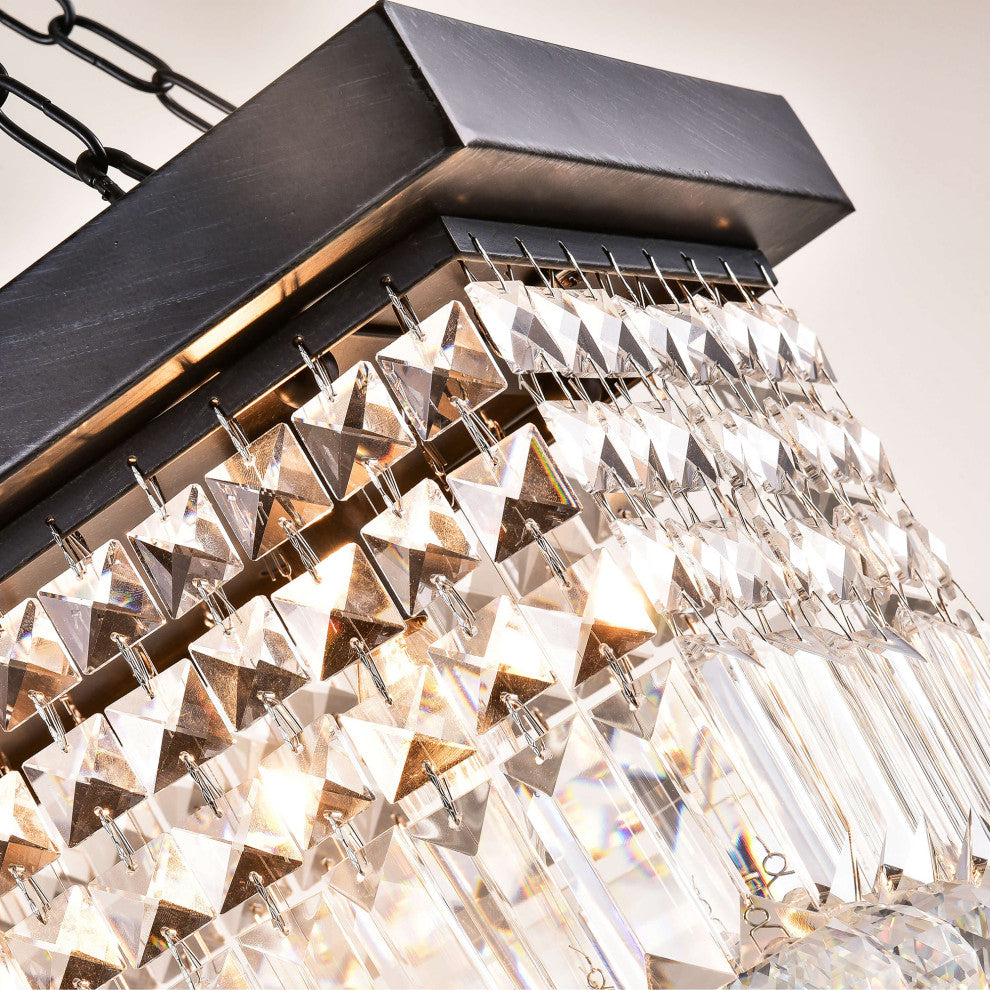 Doris 5-light Rectangular Crystal Chandelier, Antique Black Finish
