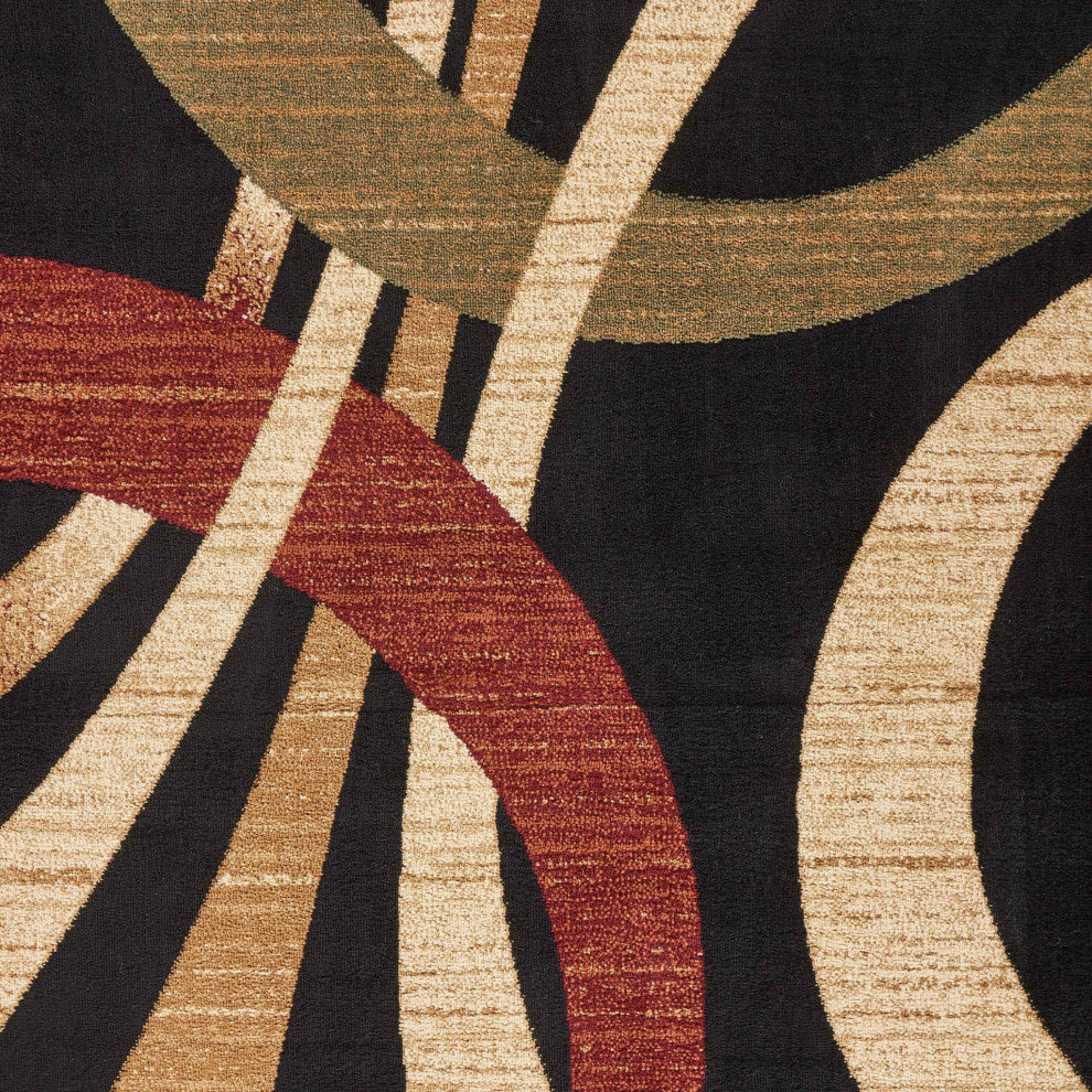 5' x 7' Black Abstract Geometric Area Rug