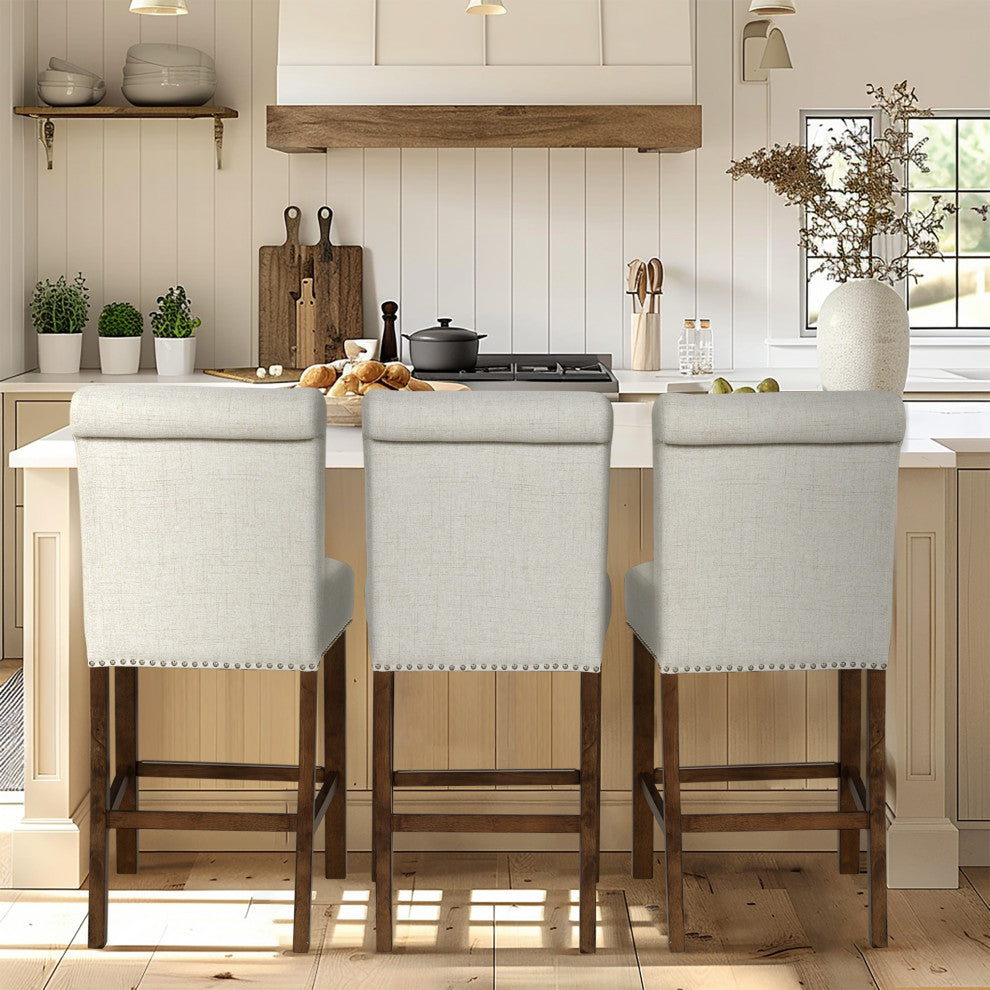 510 Design Aubrey Upholstered Counter Stool Set of 2, Natural