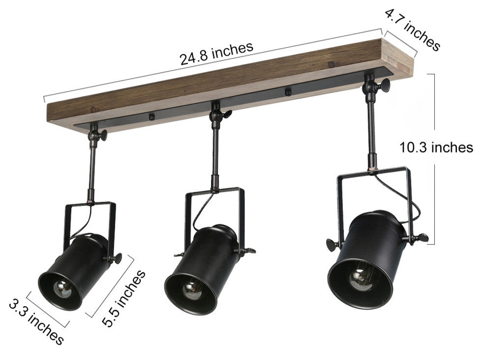 LNC Wood Close to Ceiling Track Lighting Spotlights 3-Light Track Lights