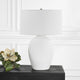 Classic Chalk White Carved Ceramic Table Lamp 29 in Matte Round Textured