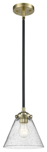 Large Cone 1-Light Mini Pendant, Black Antique Brass, Seedy