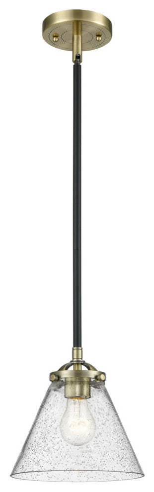 Large Cone 1-Light Mini Pendant, Black Antique Brass, Seedy
