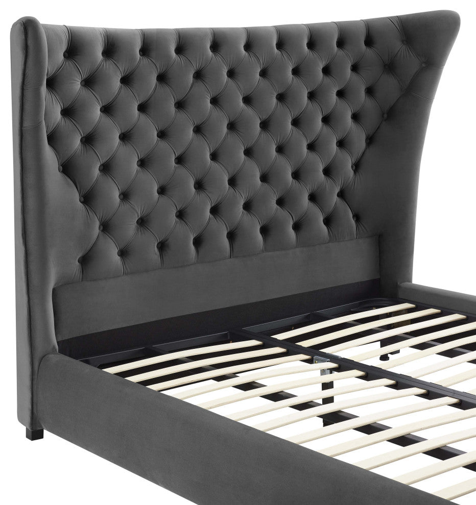 Sassy Gray Velvet King Bed