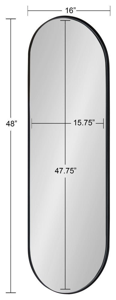 Rollo Capsule Framed Wall Mirror, Black 16x48