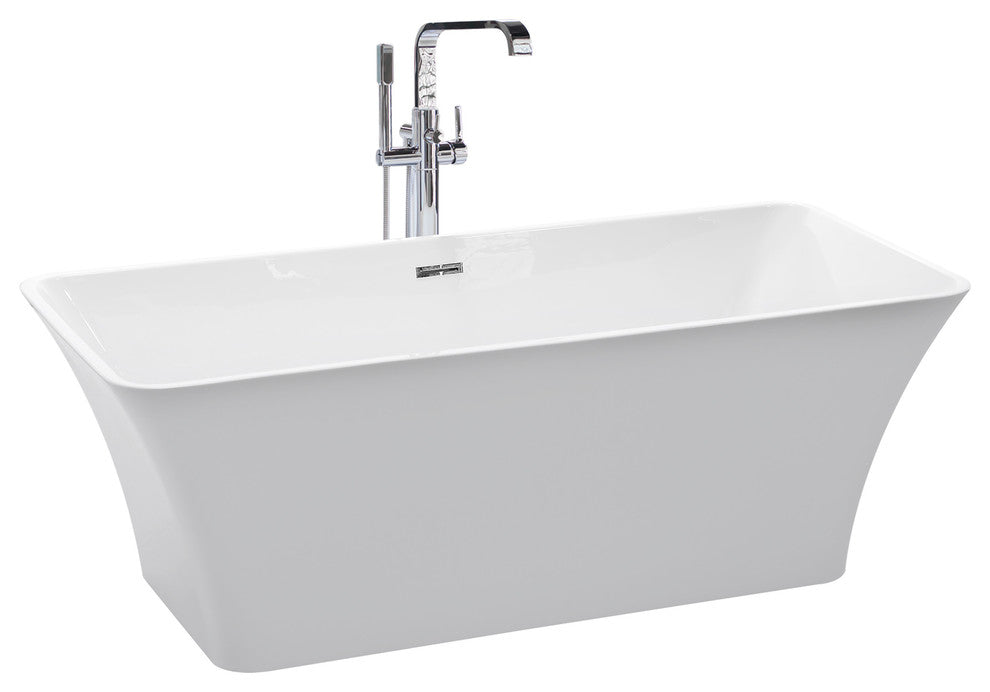 Ether White Freestanding Acrylic Insulated Bath Tub 67"x30"x23", White
