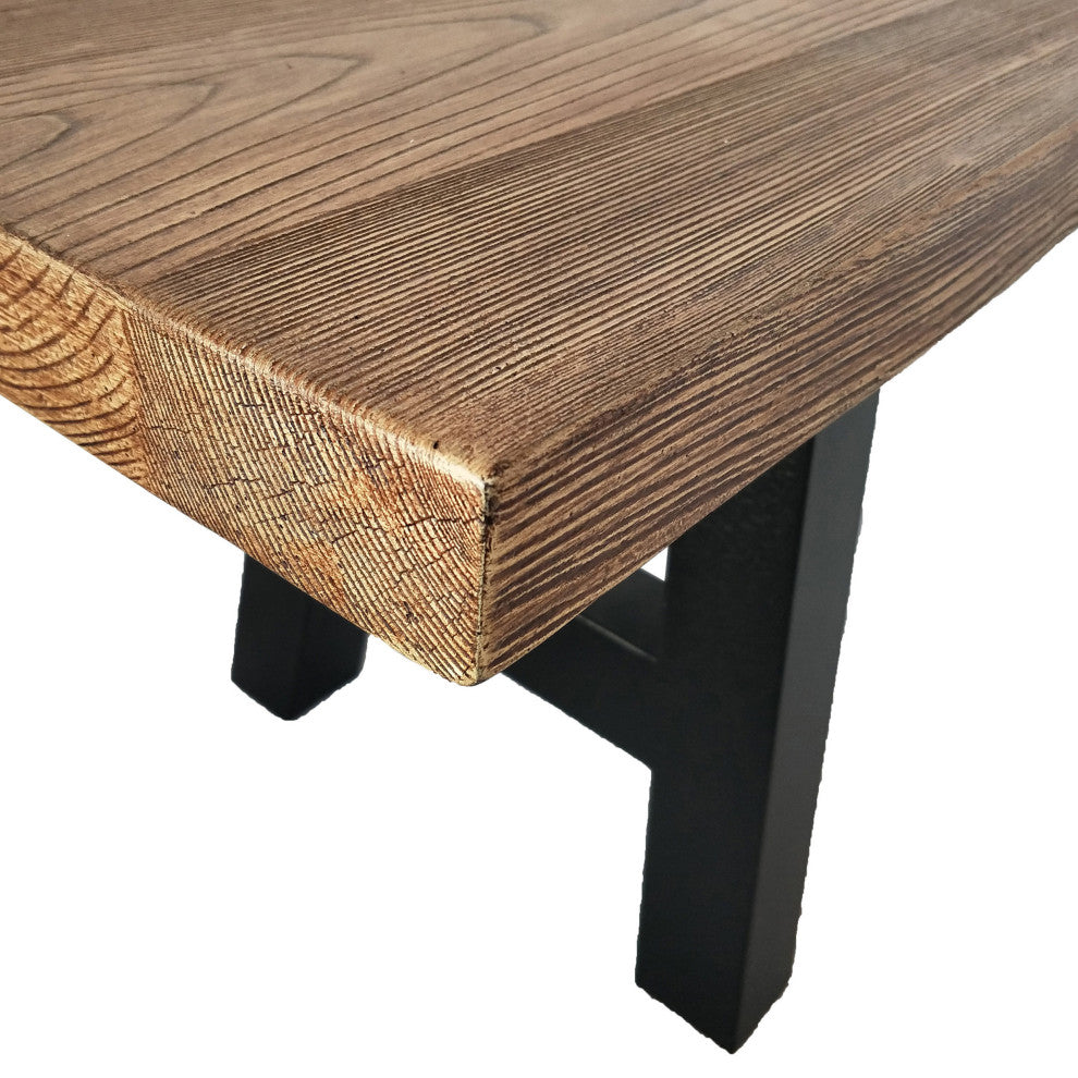 GDF Studio Edward Outdoor Light Weight Concrete Dining Bench, Natural Oak