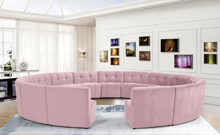 Limitless Velvet Upholstered 15-Piece Modular Sectional, Pink