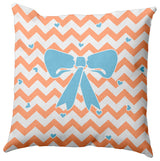 Chevron Bow Decorative Throw Pillow, Orange, 26"x 26"
