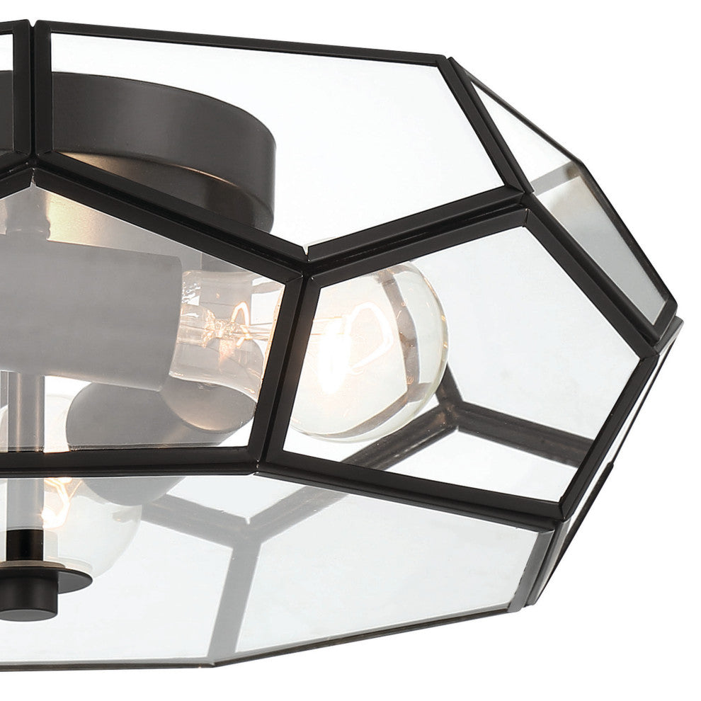 3 Light 15.75'' Unique/Statement Geometric Flush Mount, Black