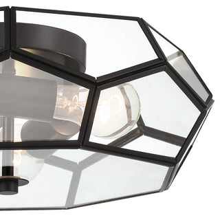 3 Light 15.75'' Unique/Statement Geometric Flush Mount, Black