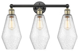 Cindyrella 3-Light 25" Bath Vanity Light, Black Antique Brass, Seedy Shade