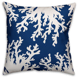 White Coral on Cobalt Blue 18x18 Throw Pillow