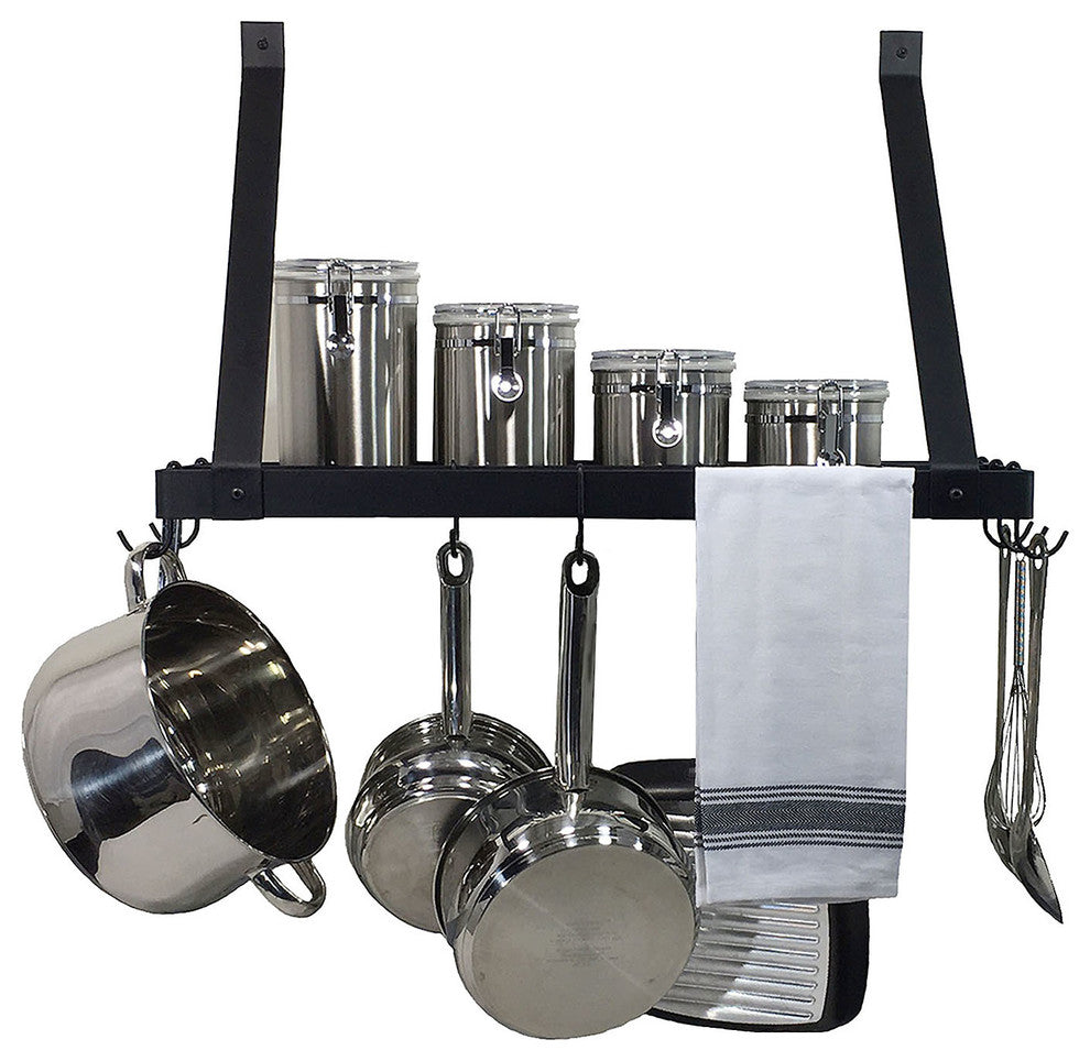 Rogar All in 1 Wall Mounted Pot Rack With Shelf