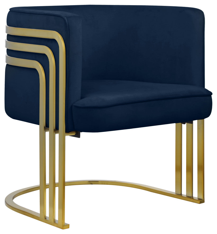 Rays Velvet Upholstered Accent Chair, Navy