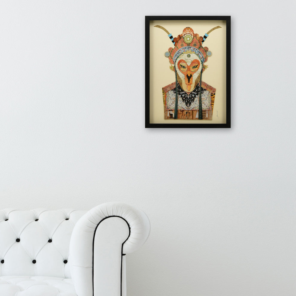 Beijing Opera Mask #1 Dimensional Collage Framed Wall Art Under Glass
