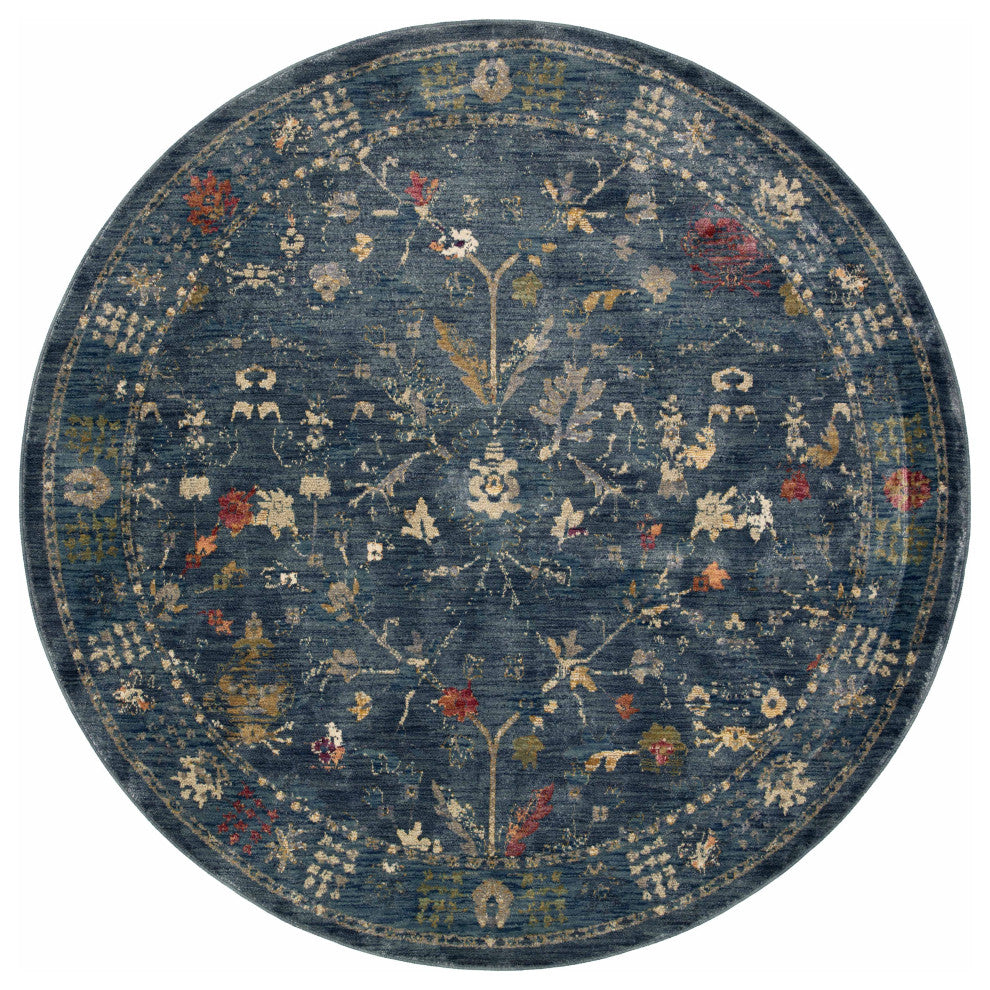 Giada GIA-06 Area Rug, Denim/Multi, 5'x5' Round