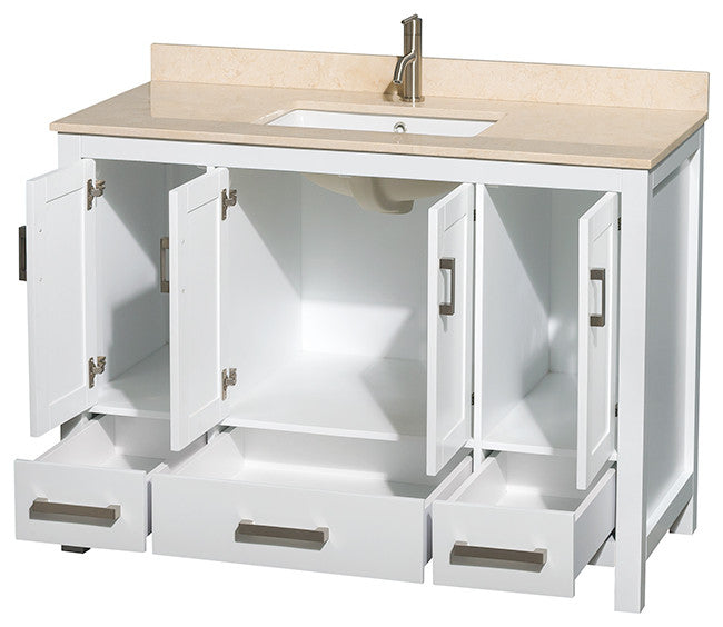 Wyndham WCS141448SWHIVUNSMXX 48 Inch Single Vanity with Ivory Top in White