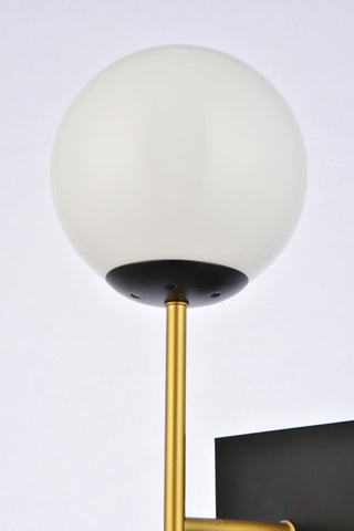 Noah 1-Light Black and Brass and White Glass Wall Sconce