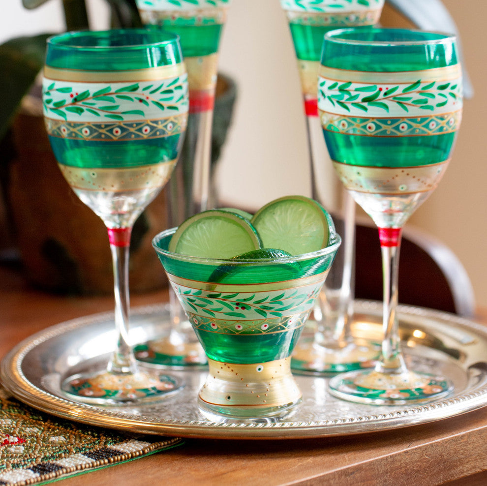 Christmas Garland Wine Glasses, Set of 2