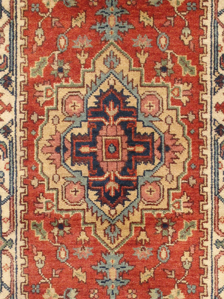 Pasargad Home Serapi Collection Hand-Knotted Rust Wool Area Rug, 2'8"x10'