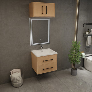 Victoria 24" Solid Wood Bath Vanity, Overhead Cabinet, Yellow Oak