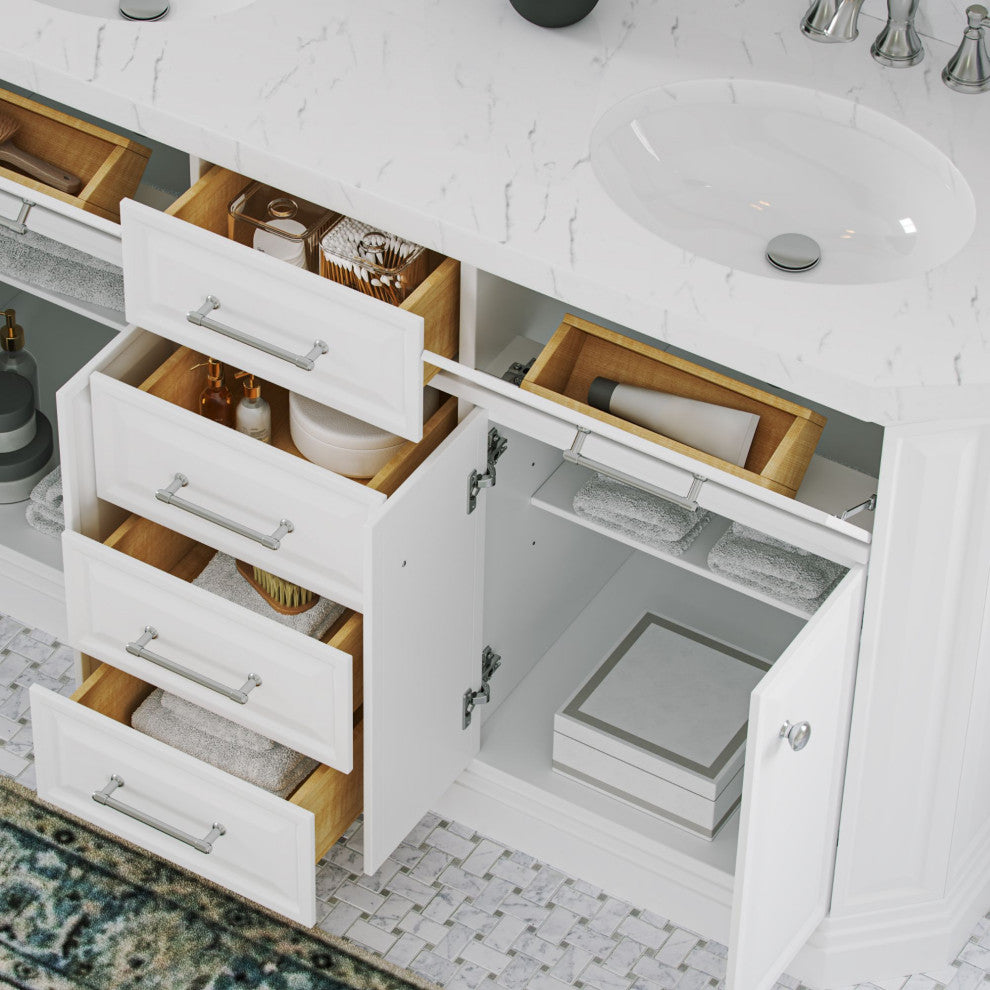 The Jazz Bathroom Vanity, Double Sink, 60", Pure White, Freestanding