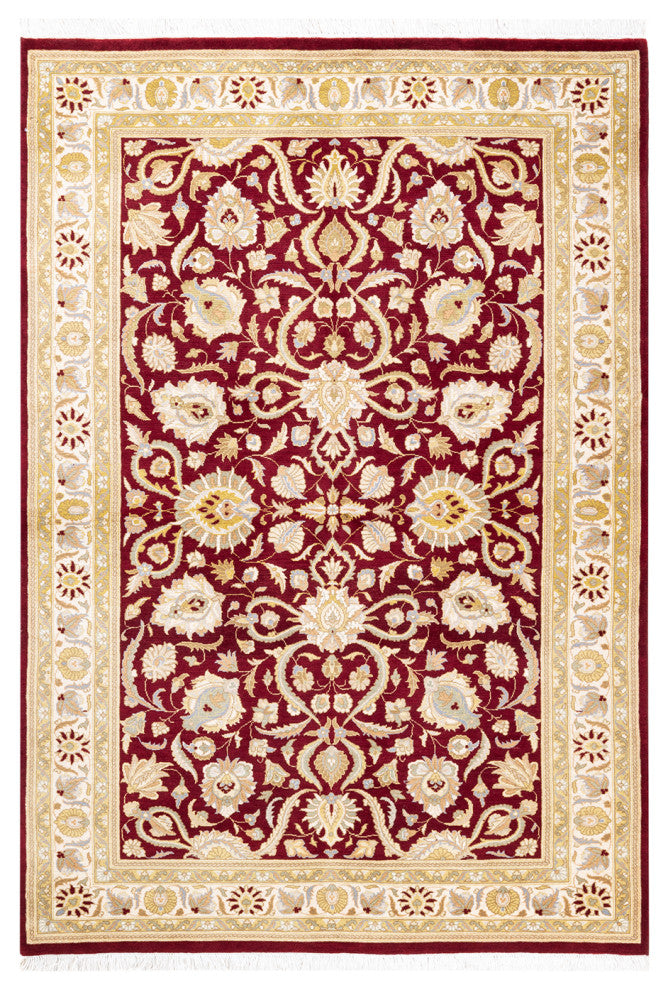 Theinni Square One-of-a-Kind Hand-Knotted Area Rug Red, 4'2"x6'4"