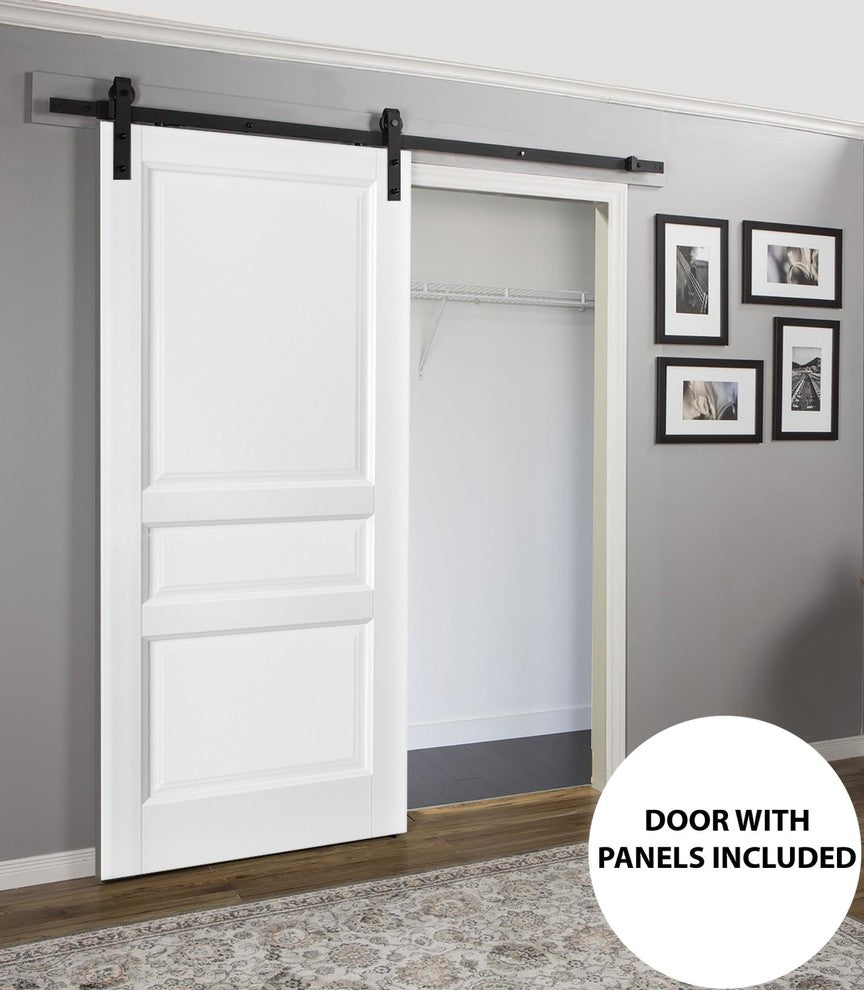 Barn Door Solid wood & Hardware | Lucia 31 Matte White, 28" X 80"