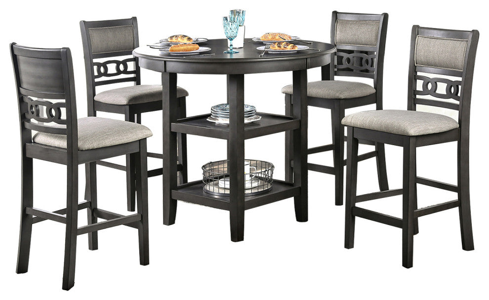 5 Piece Dining Set, Gray Finish
