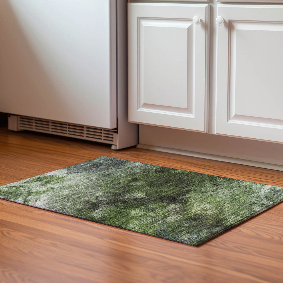 Premium Machine Washable Mayfield AMF590 Green 1'8" x 2'6" Rug