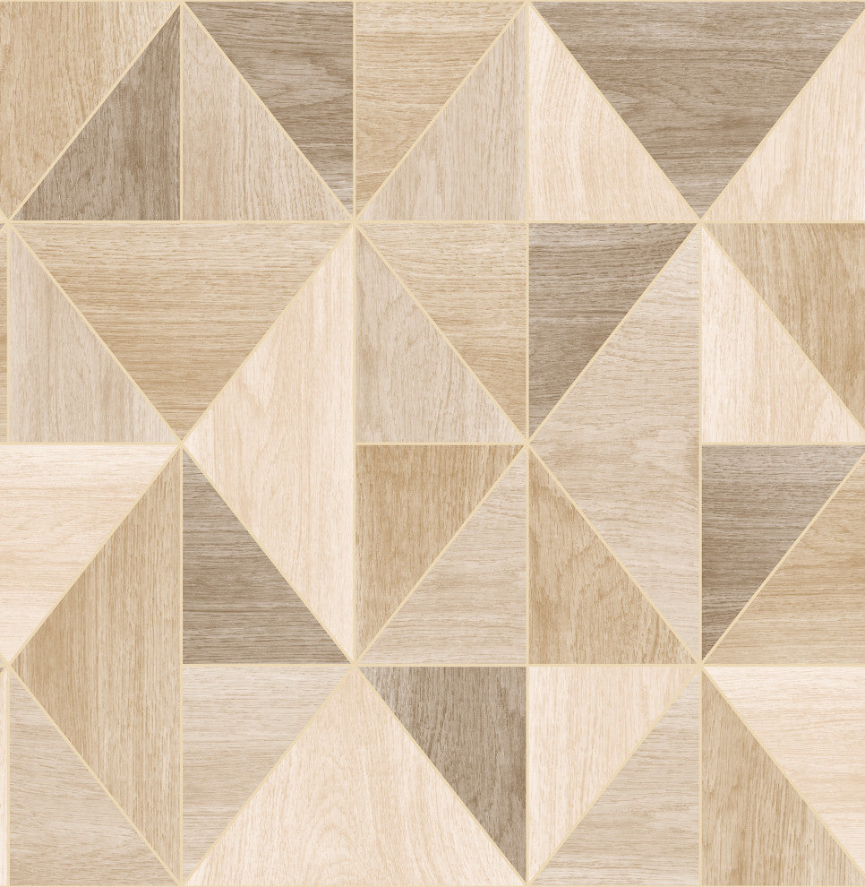 Simpson Light Brown Geometric Wood Wallpaper Bolt