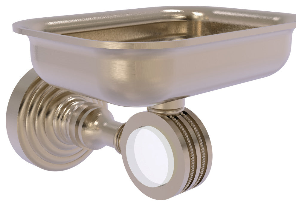 Pacific Grove Wall-Mount Soap Dish Holder with Dotted Accents, Antique Pewter