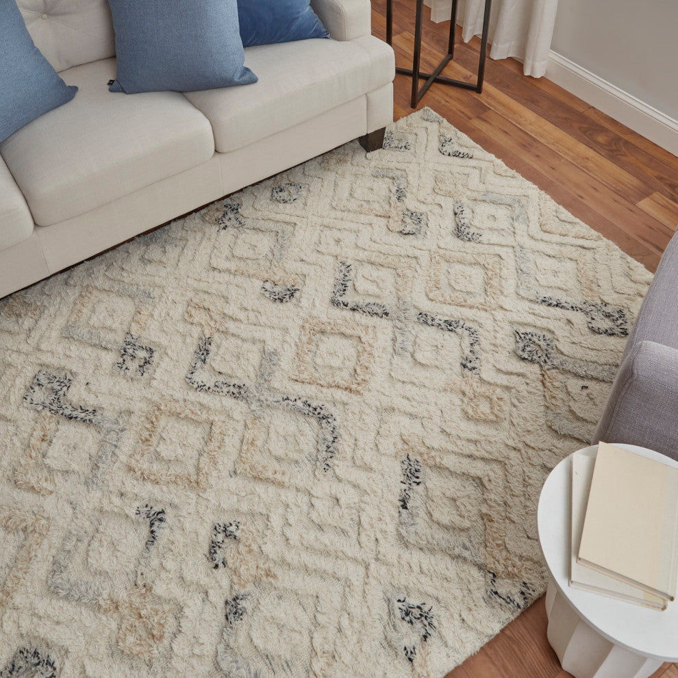 Weave & Wander Elika Transitional Moroccan, Ivory/Gray/Black, 5'x8'