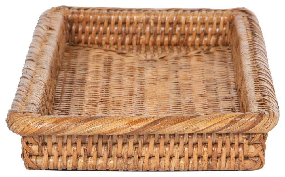 La Jolla Rattan Vanity and Bathroom Tray, Honey-Brown