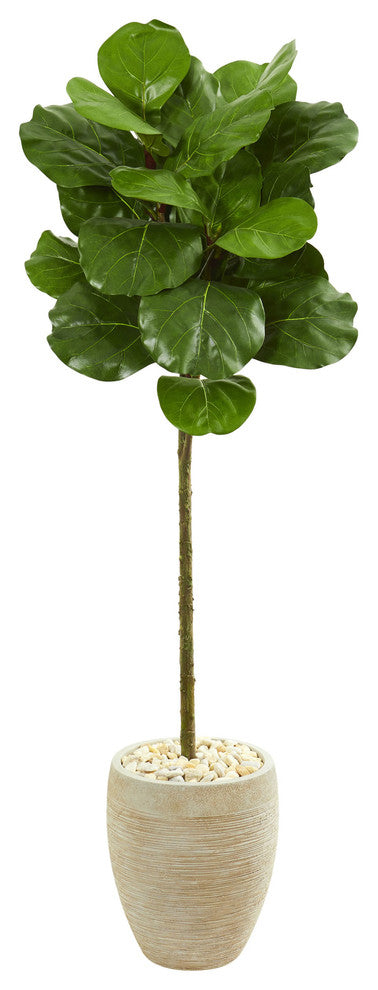 5 Fiddle Leaf Artificial Tree in Sand Colored Planter