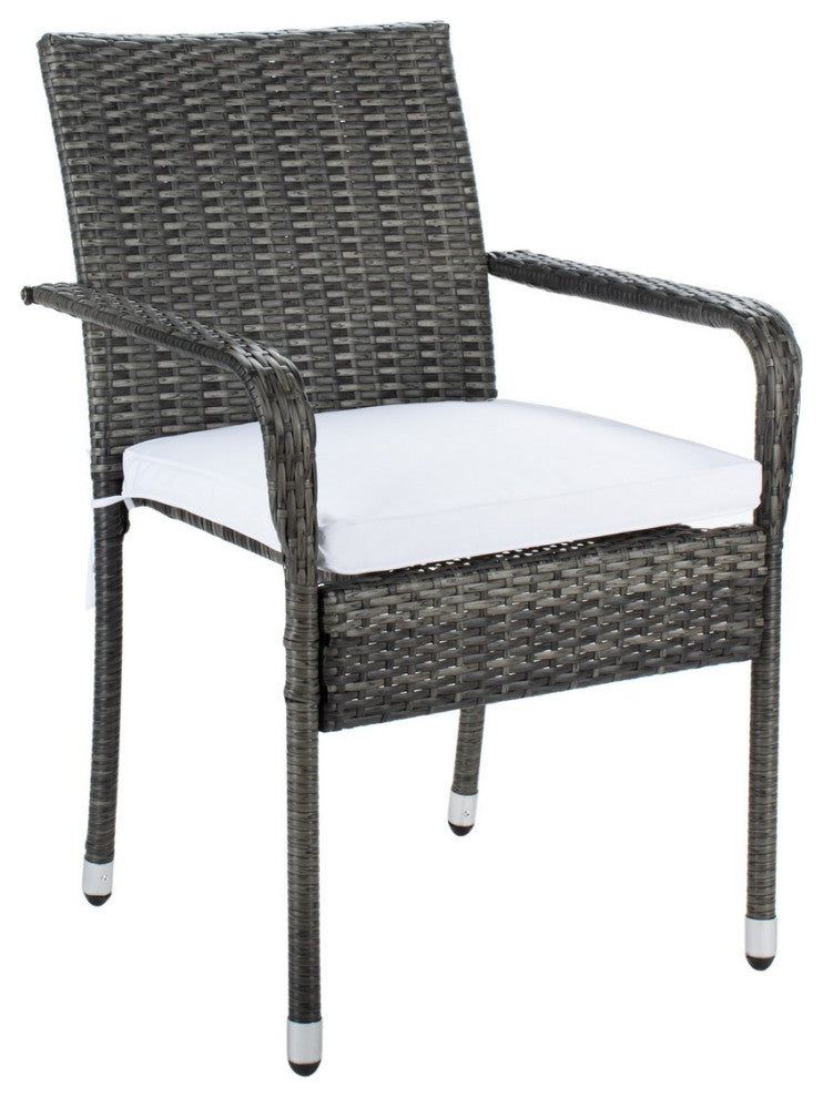 Safavieh Outdoor Laban Bistro Set Grey Brown/White Cushion