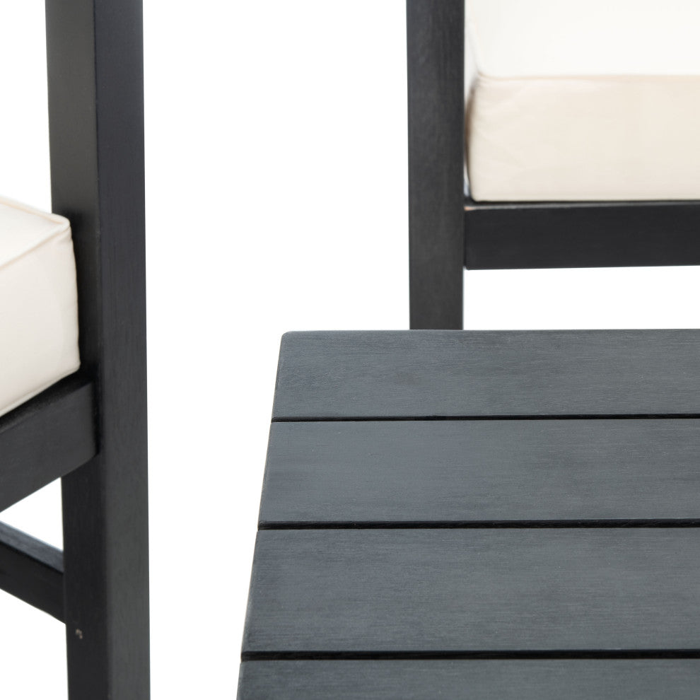 Safavieh Montez 4-Piece Indoor-Outdoor Set with Accent Pillows, Black/Beige/Black/White
