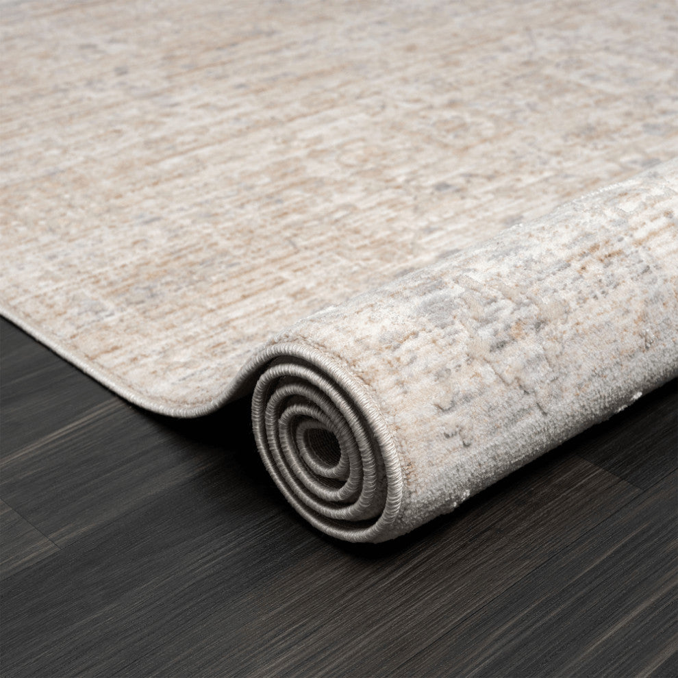 4' X 6' Gray Botanical Area Rug