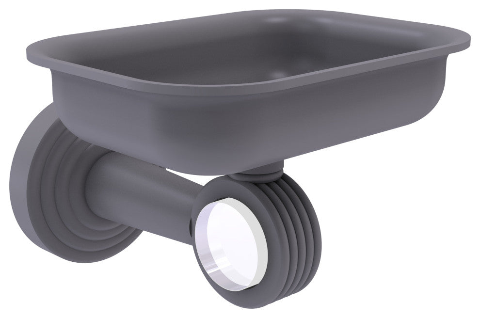 Pacific Beach Wall-Mount Soap Dish Holder with Groovy Accents, Matte Gray