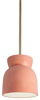 Large Hourglass Pendant, Gloss Blush, Antique Brass, Incandescent
