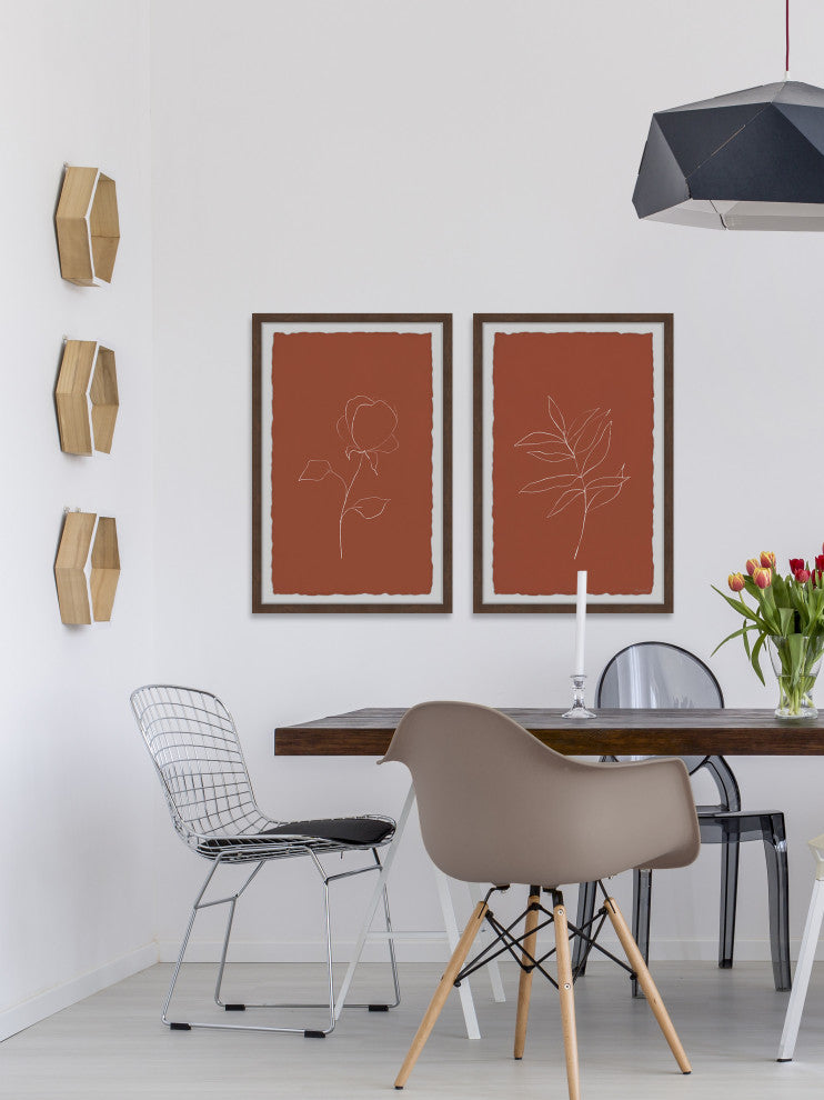 Roses and Leaves Diptych, 2-Piece Set, 24x36 Panels
