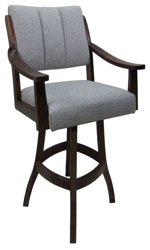 Swivel Counter Wood Bar Stool Casa on S-Base, Hemsath Slate, Brown Honey, 30"