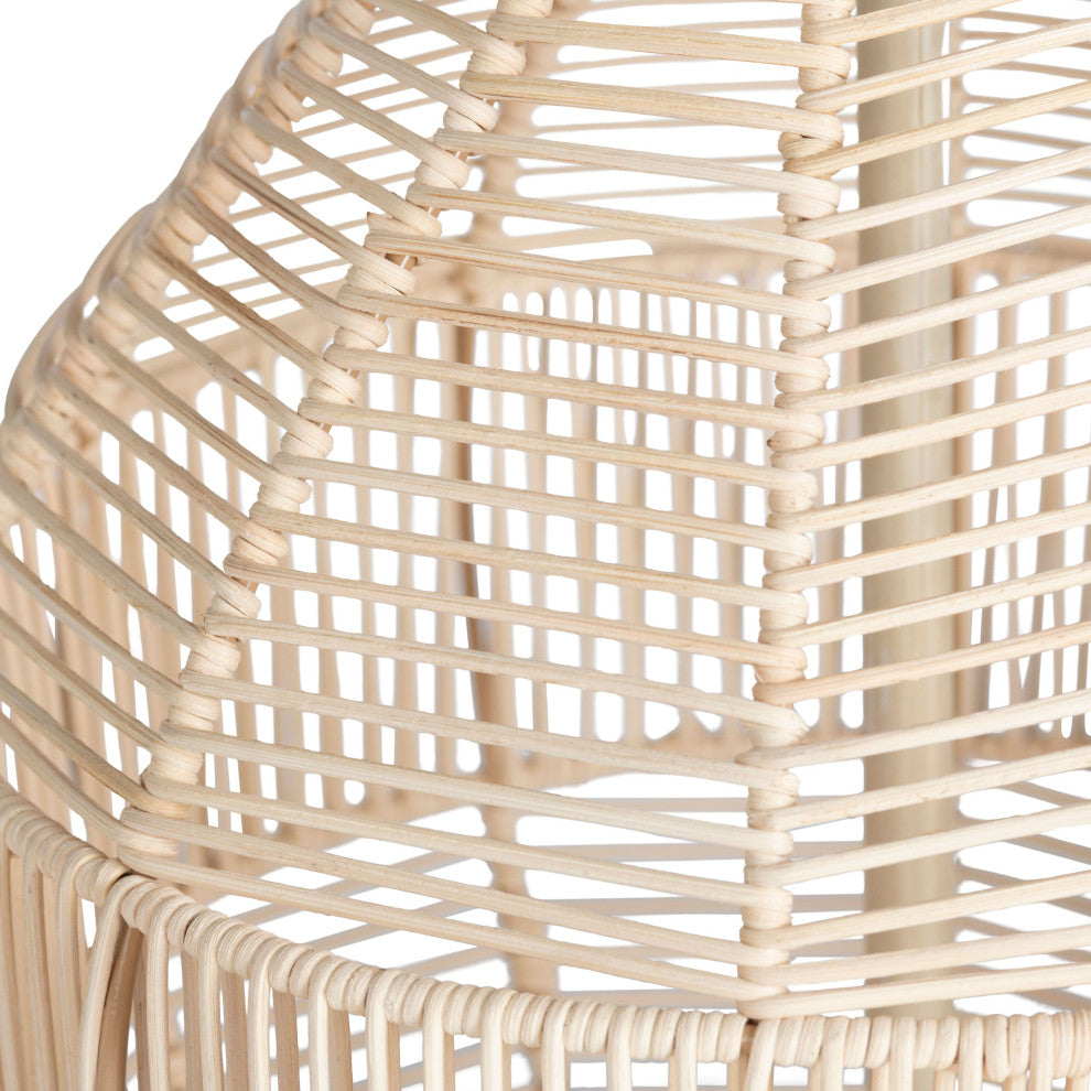 Jayce 3-Way Rattan Table Lamp with Oat Linen Lamp Shade