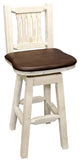 Barstool, Back and Swivel, Clear Finish, Saddle Pattern