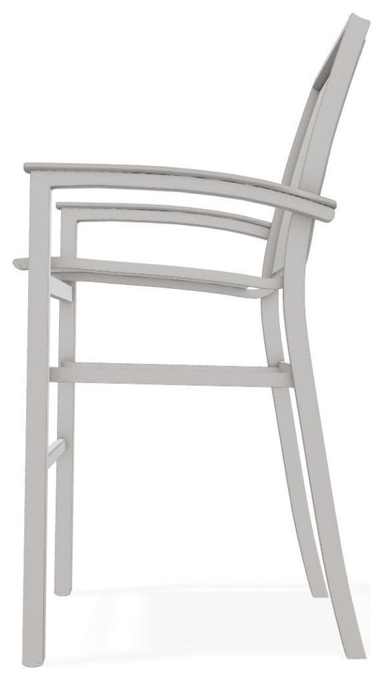 Bazza Sling Bar Height Stackable Outdoor Stool, Harbor/Warm Gray