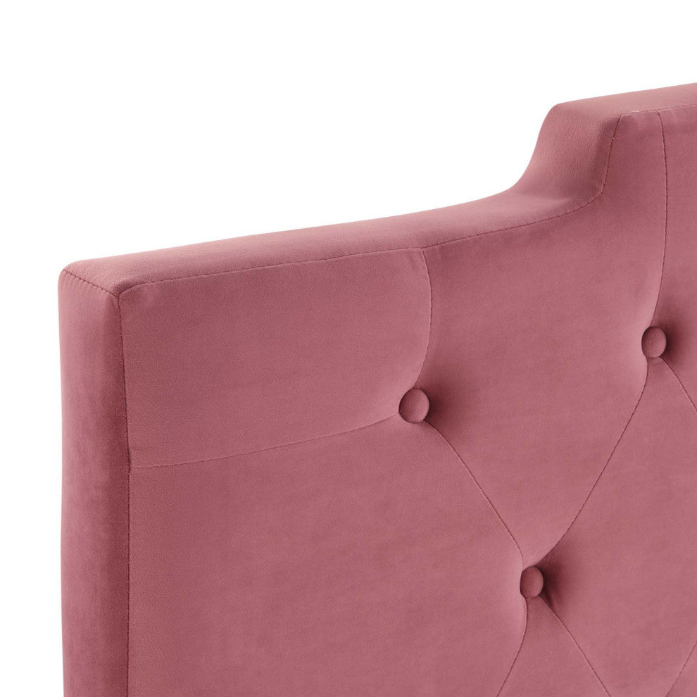 Juliet Tufted Twin Performance Velvet Headboard-Dusty Rose