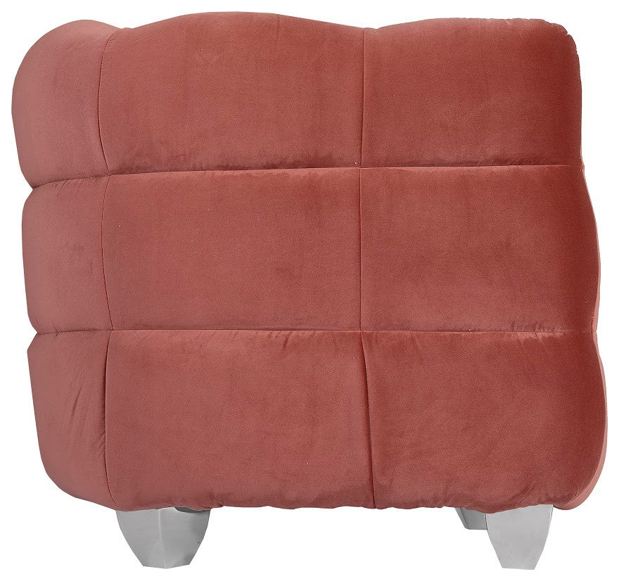Cloud Club Chair, Stainless Steel Legs, Coral Pink