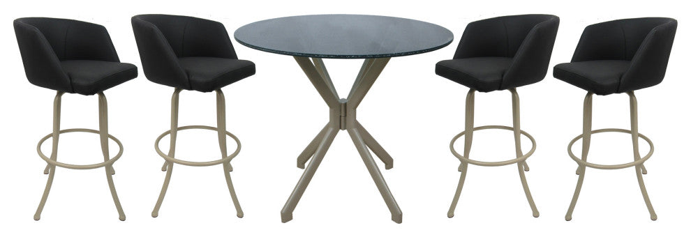 Swivel Counter Metal Pub Set - Joey Stools 26" or 30", Black Lava - Beige, 30", Crackle